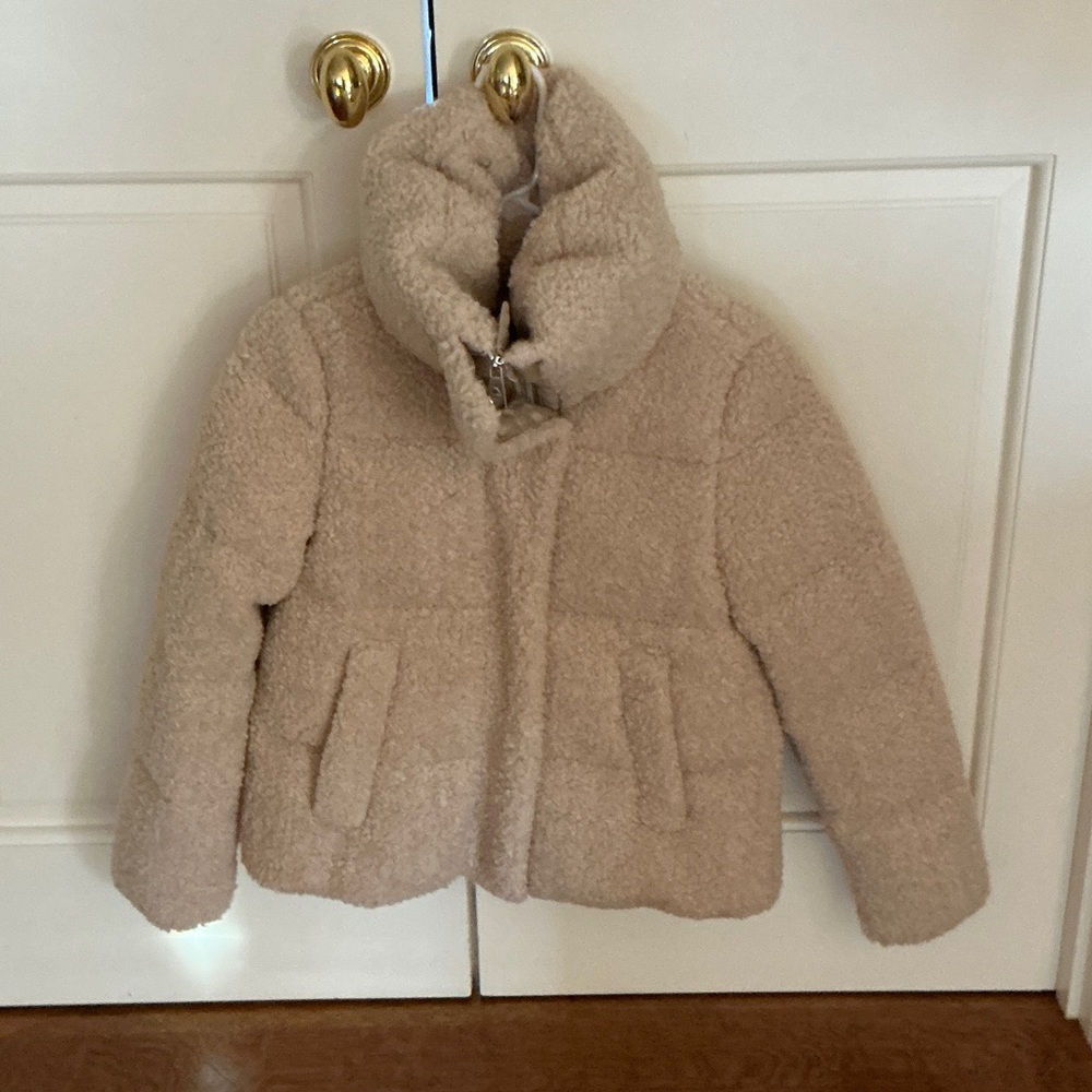 BOSS Paredy down and feather filled quilted faux shearling jacket. Size 2